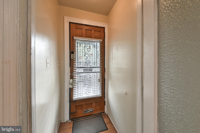 doorway featuring hardwood / wood-style flooring