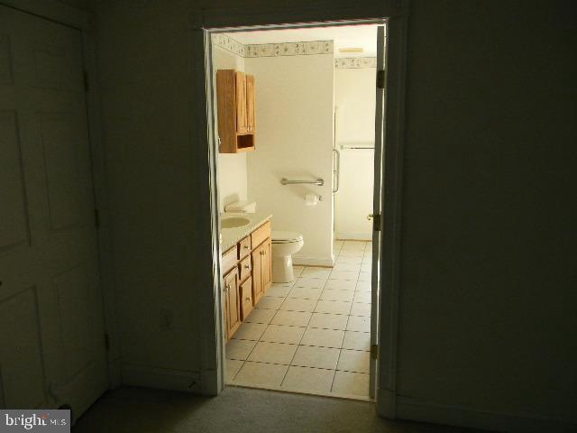 bathroom with toilet and vanity