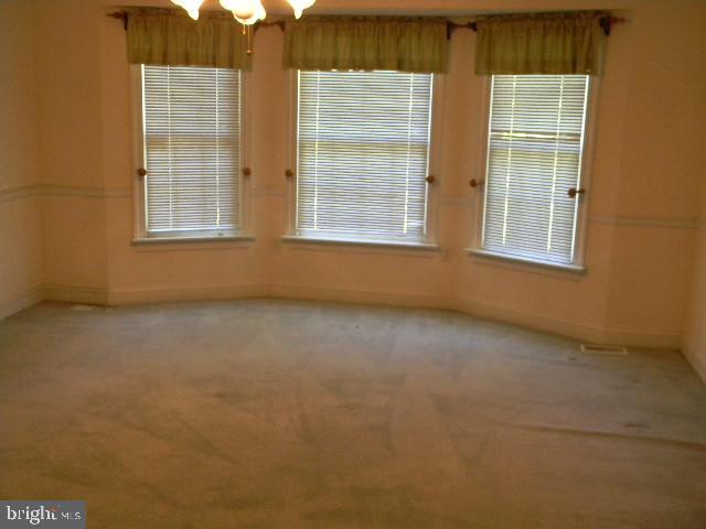 empty room featuring baseboards and light colored carpet