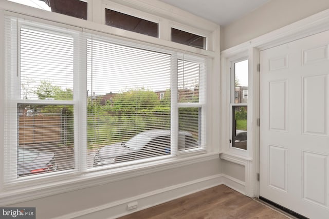 doorway with hardwood / wood-style floors