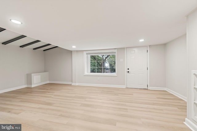 interior space with light hardwood / wood-style floors