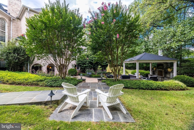 view of yard with a patio and a gazebo