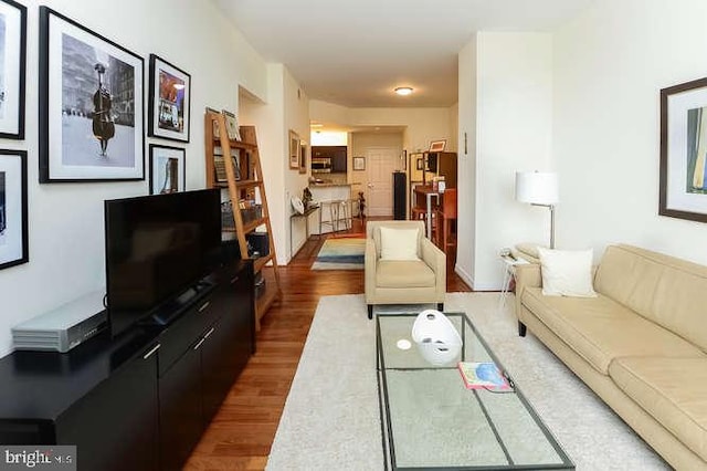 living room with wood finished floors