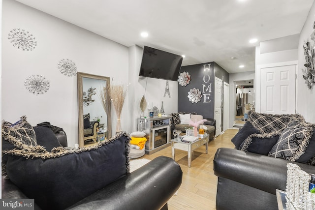 living room with light wood-type flooring