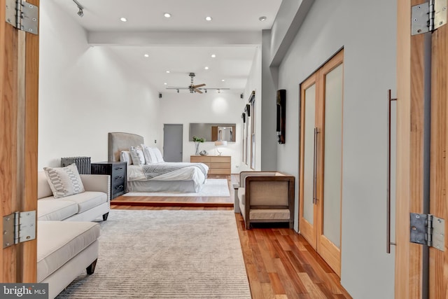 bedroom featuring light wood-type flooring