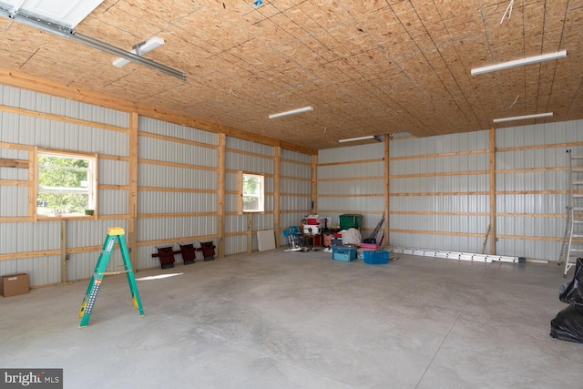 garage with metal wall