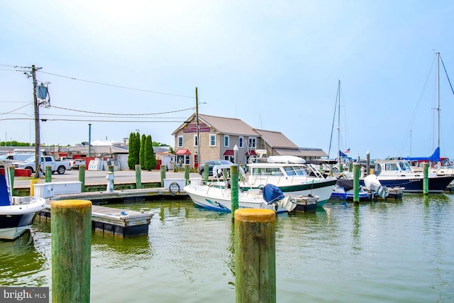 dock area featuring a water view