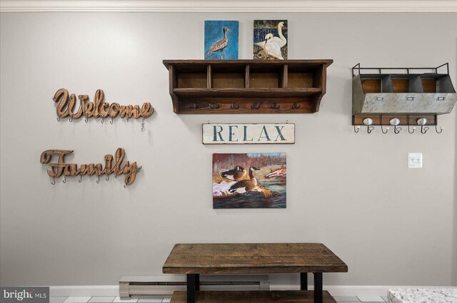 interior space with crown molding