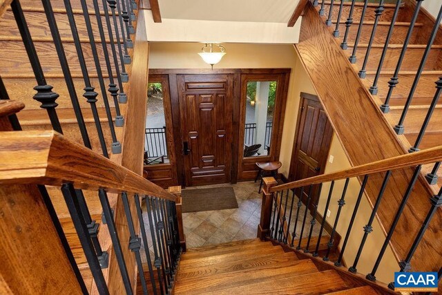 foyer with hardwood / wood-style flooring