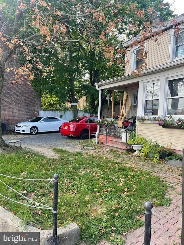 view of yard with a porch