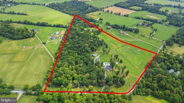 aerial view with a rural view