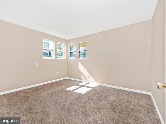 spare room featuring baseboards and carpet floors