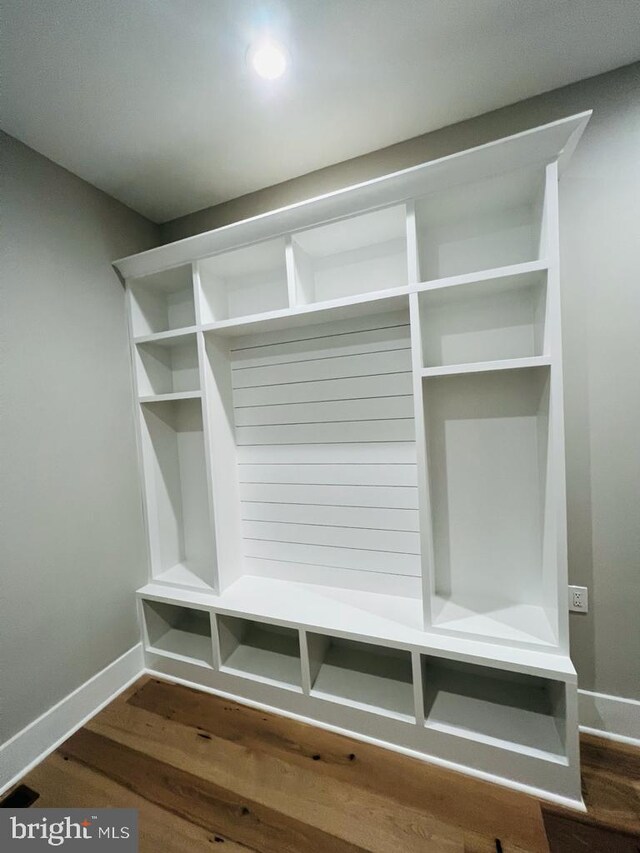 mudroom featuring wood-type flooring