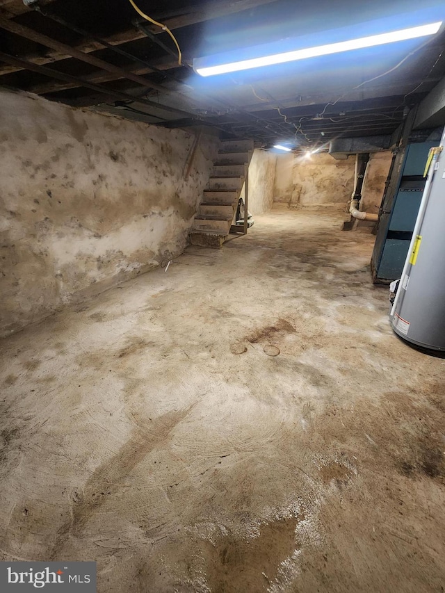 basement with gas water heater