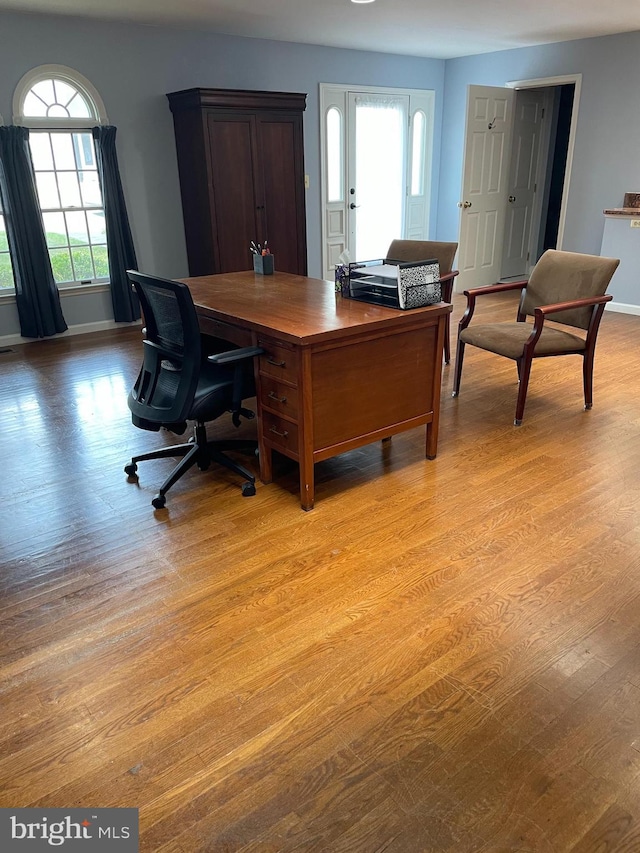 office space featuring light hardwood / wood-style flooring