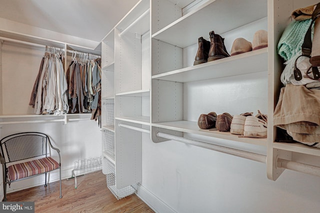 walk in closet featuring light wood-style floors