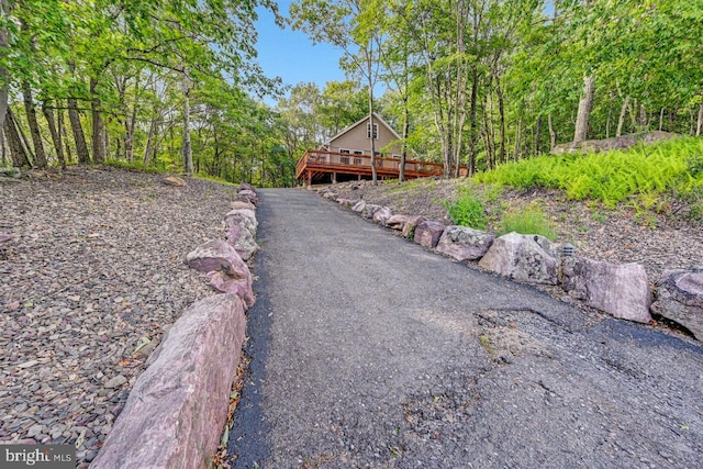 view of yard with a wooden deck