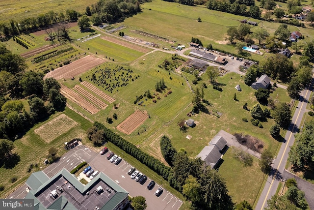 aerial view with a rural view