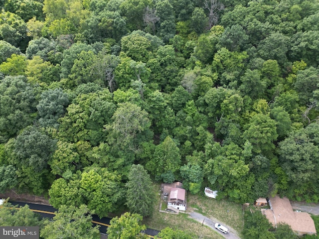 drone / aerial view with a view of trees