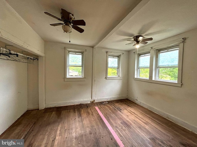 interior space featuring ceiling fan and wood-type flooring