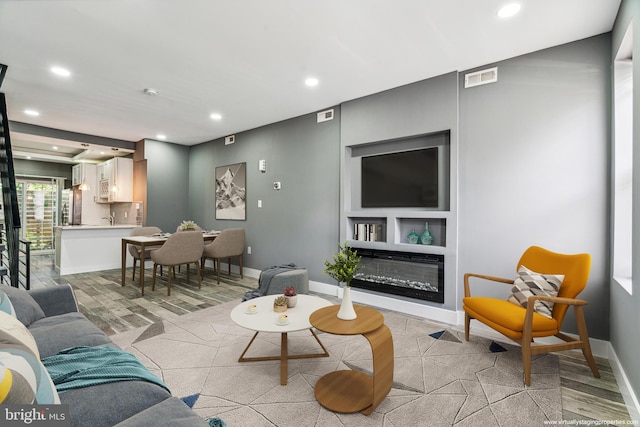 living room featuring light hardwood / wood-style floors