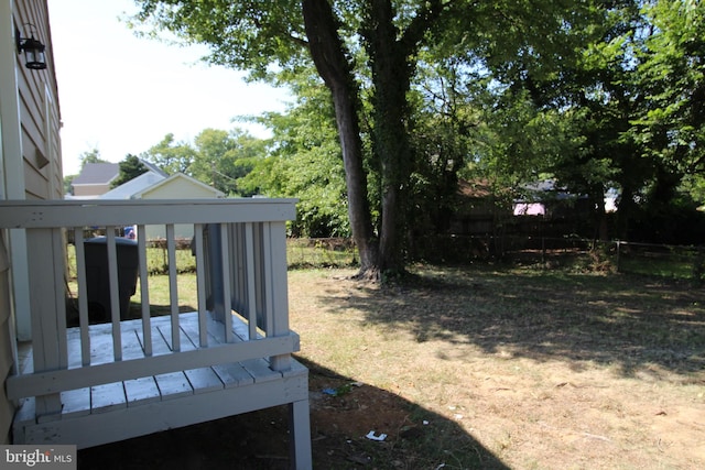 view of yard with a deck