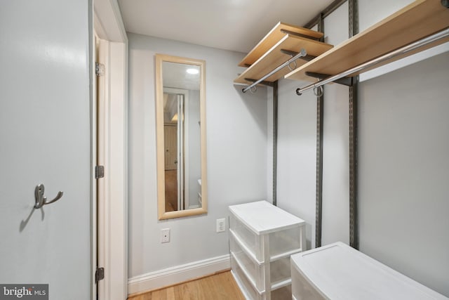 spacious closet with light wood finished floors