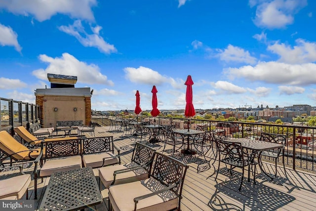 deck with a city view