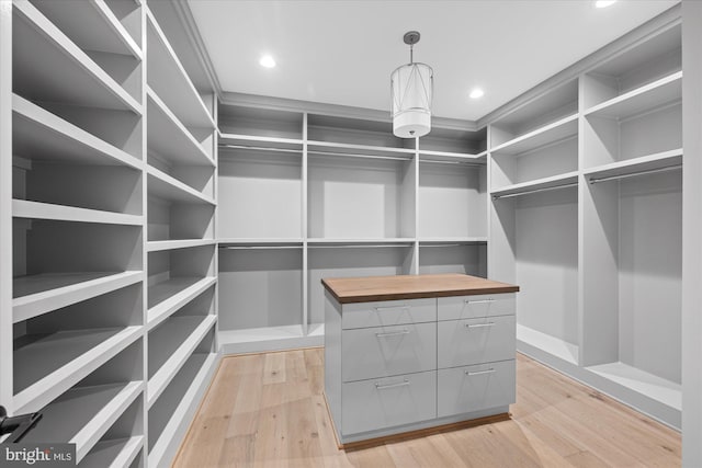 walk in closet featuring light hardwood / wood-style floors