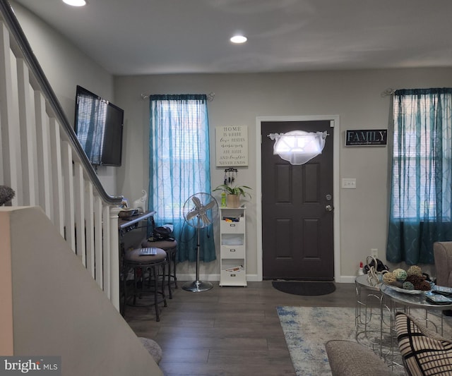 foyer featuring dark hardwood / wood-style floors