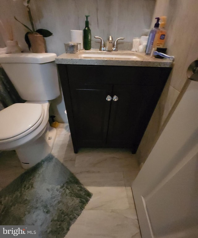 bathroom with toilet and vanity