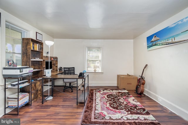 office area featuring dark hardwood / wood-style flooring