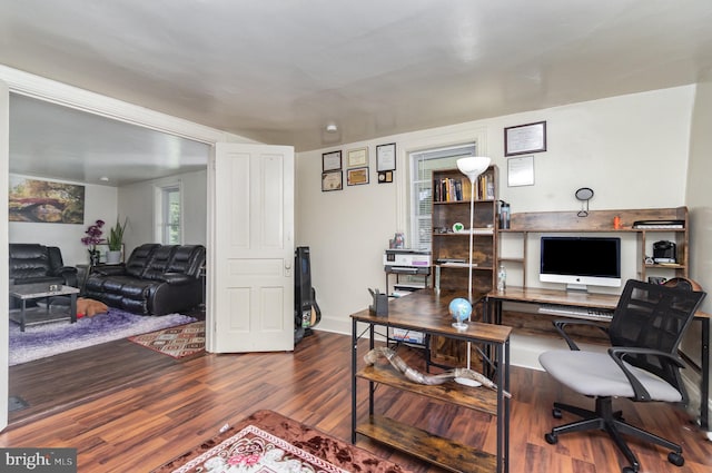 office area featuring hardwood / wood-style flooring