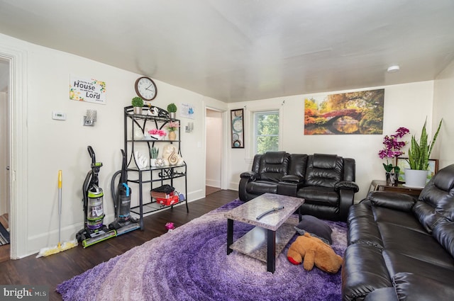 living room featuring dark hardwood / wood-style floors