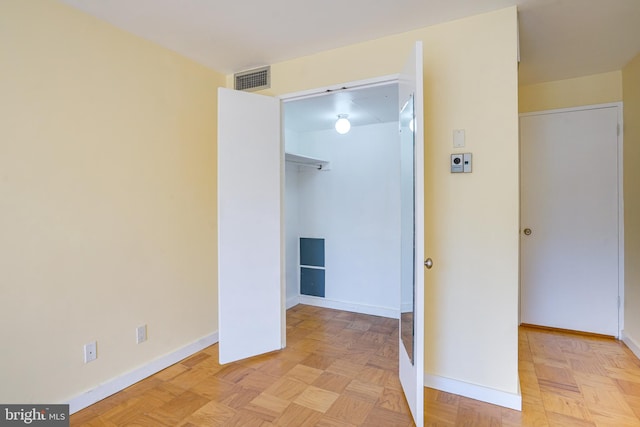 interior space featuring light parquet floors