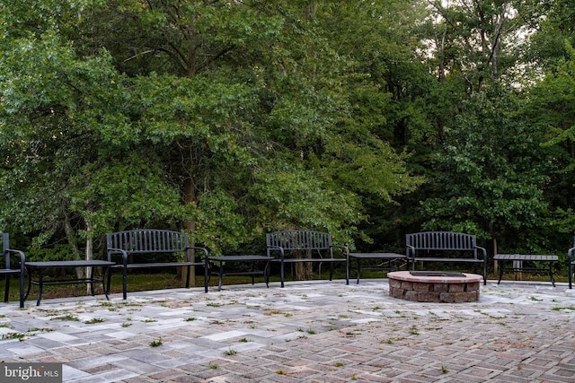 exterior space featuring a fire pit