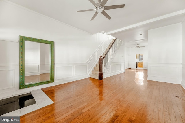 bonus room featuring wood-type flooring and ceiling fan