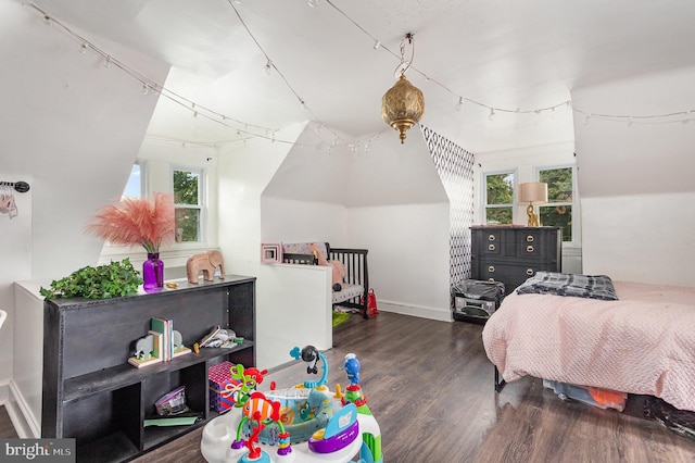 bedroom with hardwood / wood-style floors and multiple windows