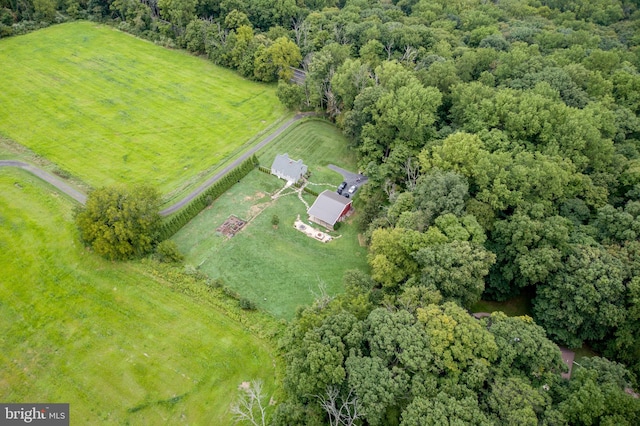 aerial view featuring a rural view