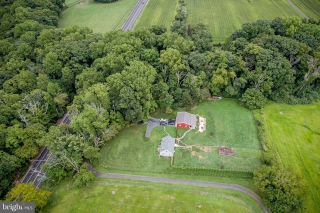 aerial view with a rural view