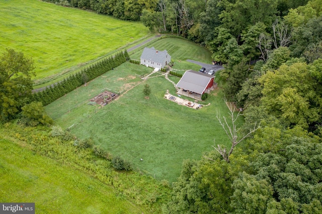 drone / aerial view featuring a rural view