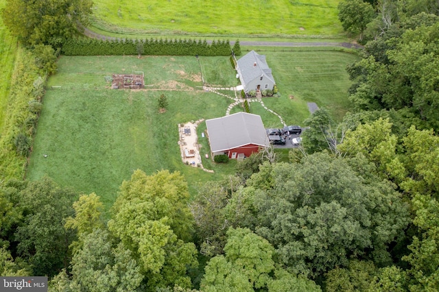 drone / aerial view with a rural view