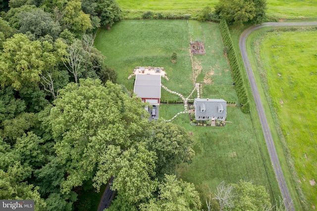 drone / aerial view with a rural view