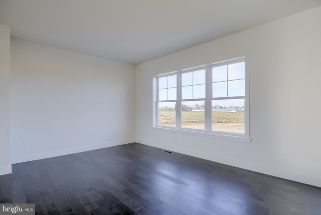 spare room with dark hardwood / wood-style floors