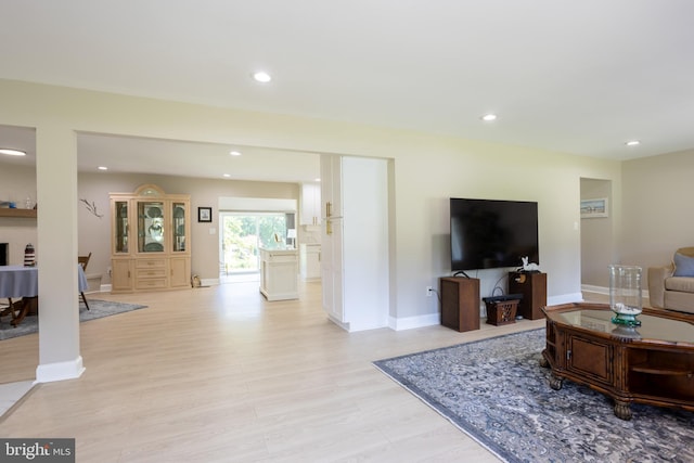 living room with light wood-type flooring