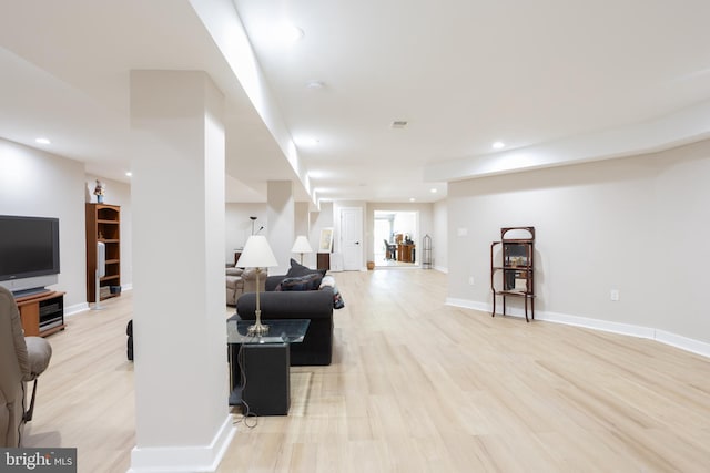 living room featuring light hardwood / wood-style floors