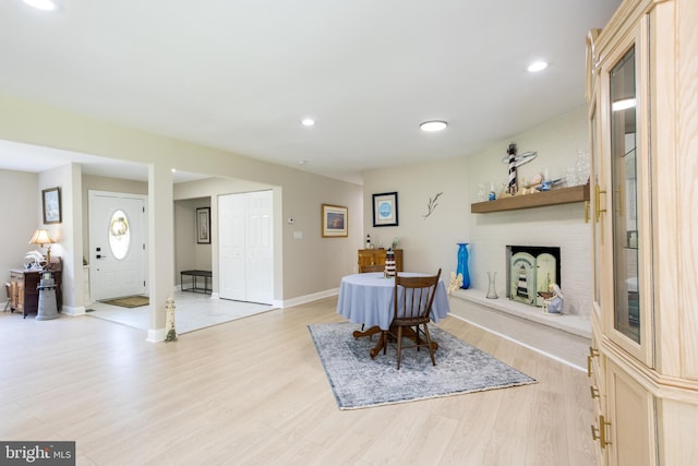 dining room with light hardwood / wood-style floors