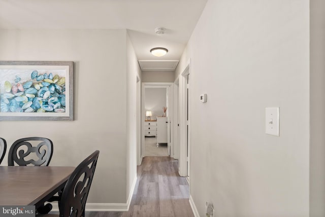 corridor featuring light hardwood / wood-style flooring