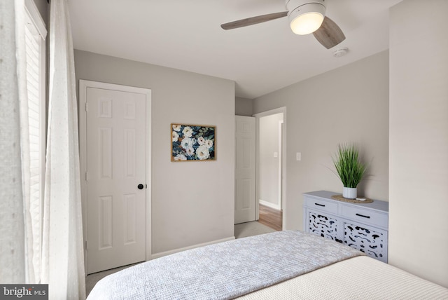 bedroom featuring ceiling fan