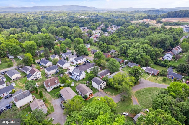 drone / aerial view with a mountain view